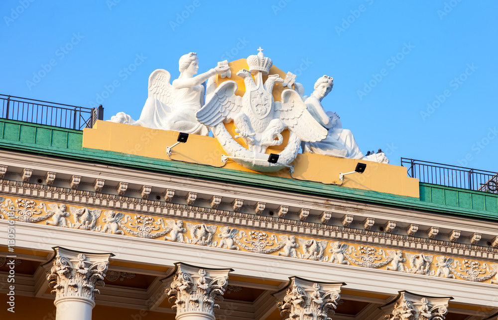 Sculptural composition on the roof of Lobanov-Rostovsky Palace.