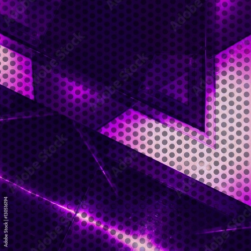 Purple aluminum surface with holes. Metallic geometric  texture background.
