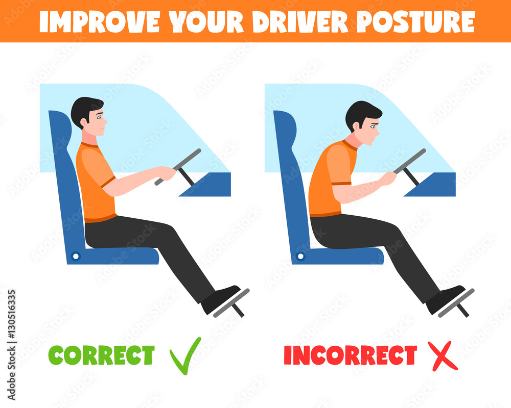 Spine Postures For Driver Illustration Spine Postures For Driver Illustration