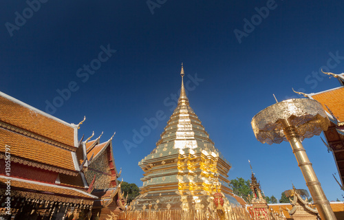 Golden pagoda wat Phra That Doi Suthep chiangmai Thailand