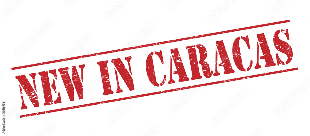 new in caracas red stamp on white background
new in caracas red stamp on white background