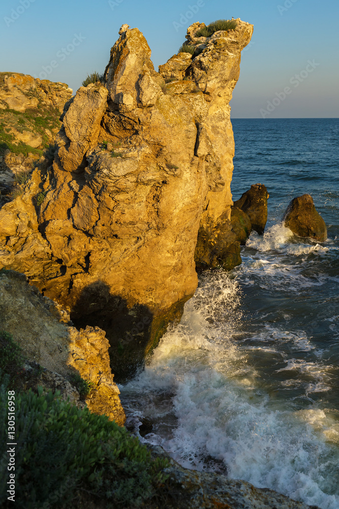 Generals beach at dawn. Karalar regional landscape park in Crimea.