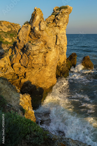 Generals beach at dawn. Karalar regional landscape park in Crimea.