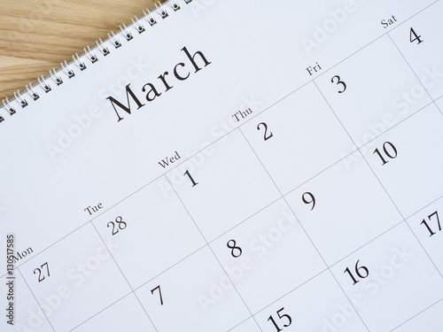 March on white calendar page 2