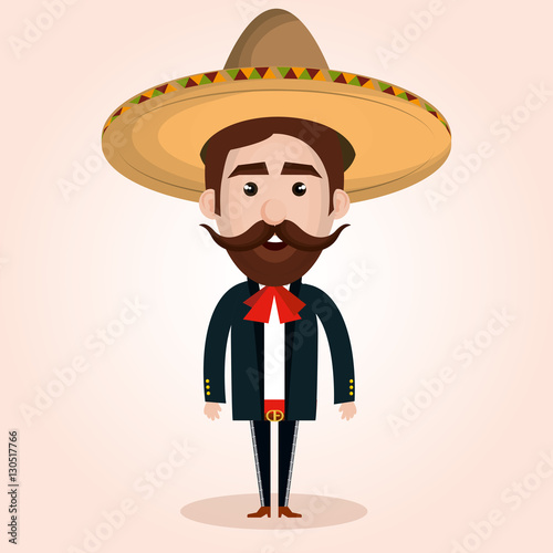mexican mariachi character classic vector illustration design
