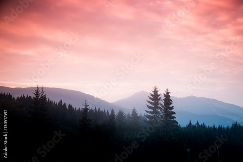 A beautiful colorful sunset in Tatra mountains. Decorative look