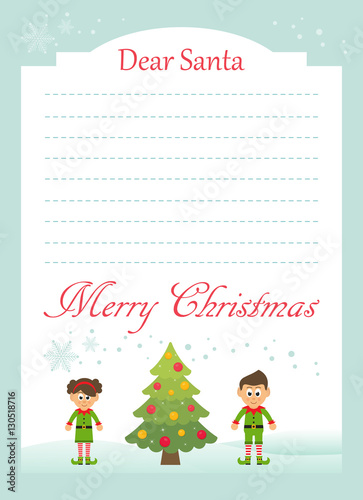 christmas postcard to santa with cartoon elfs