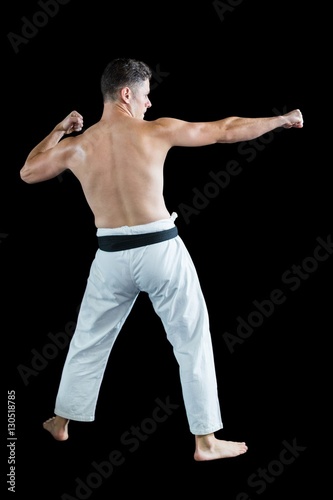 Karate fighter performing karate stance