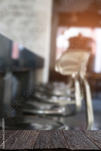 counter bar in restaurant interior blur background with selected