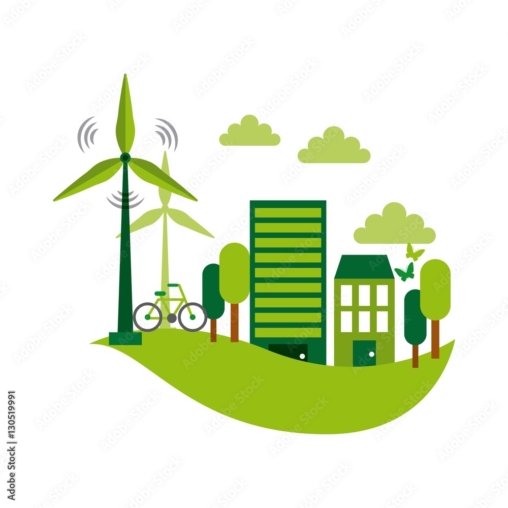 Wind Turbines And Green City Icon Over White Background Colorful Design Vector Illustration Stock Vector Adobe Stock Wind Turbines And Green City Icon Over White Background Colorful Design Vector Illustration Stock Vector Adobe Stock