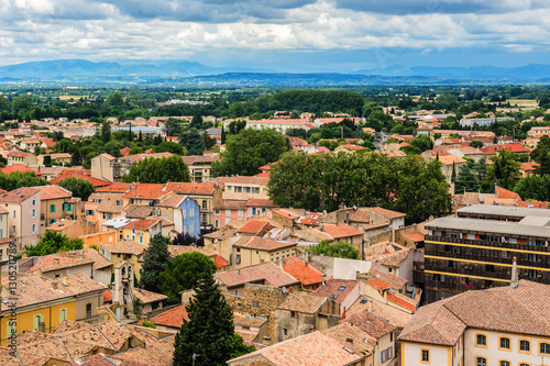 Panoramic view of Orange city from hill Saint Eutrope. France.