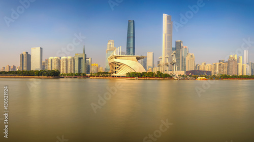 Panoramic skyline and buildings new city from river with modern