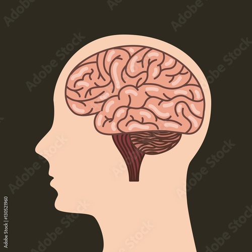 human profile head with brain organ icon over black background. vector illustration