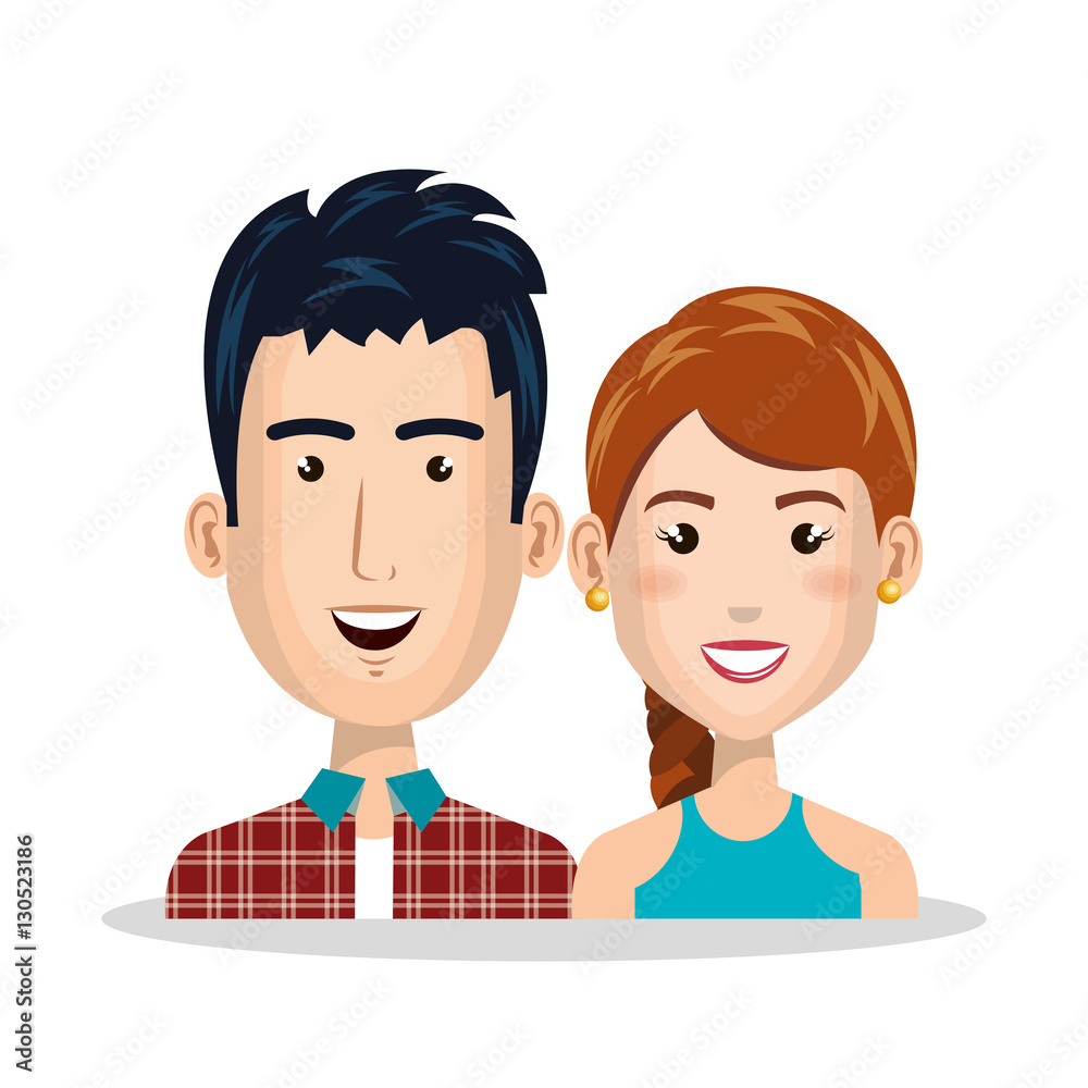 young couple characters icon vector illustration design young couple characters icon vector illustration design