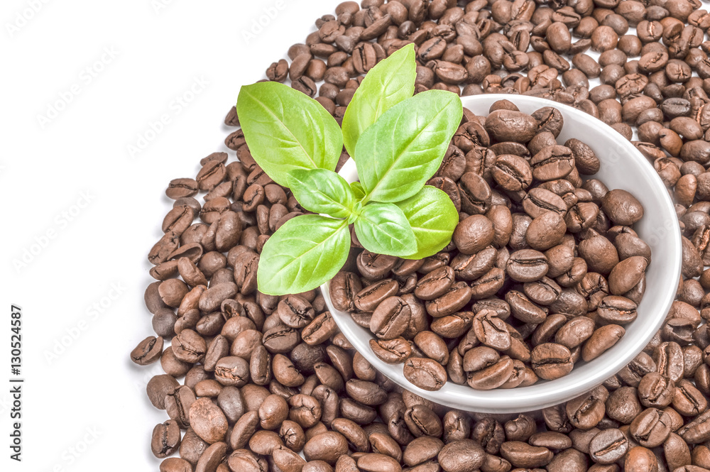 Fototapeta premium Coffee beans isolated on a white background cutout