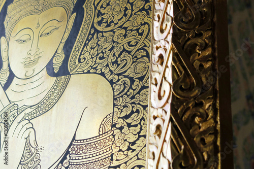 detail of decoration art in Wat Trimit temple, Bangkok, Thailand. Buddhist photo