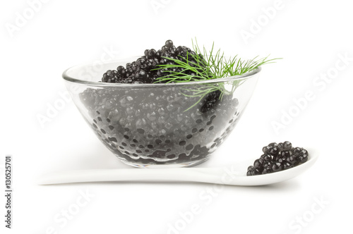 Black Beluga caviar isolated on a white background cutout