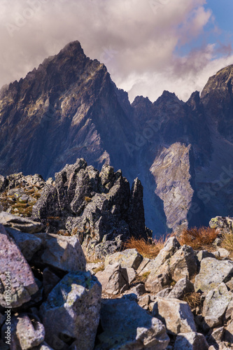 Fototapeta Naklejka Na Ścianę i Meble -  A beautiful rocky mountain landscape in High Tatry, Slovakia