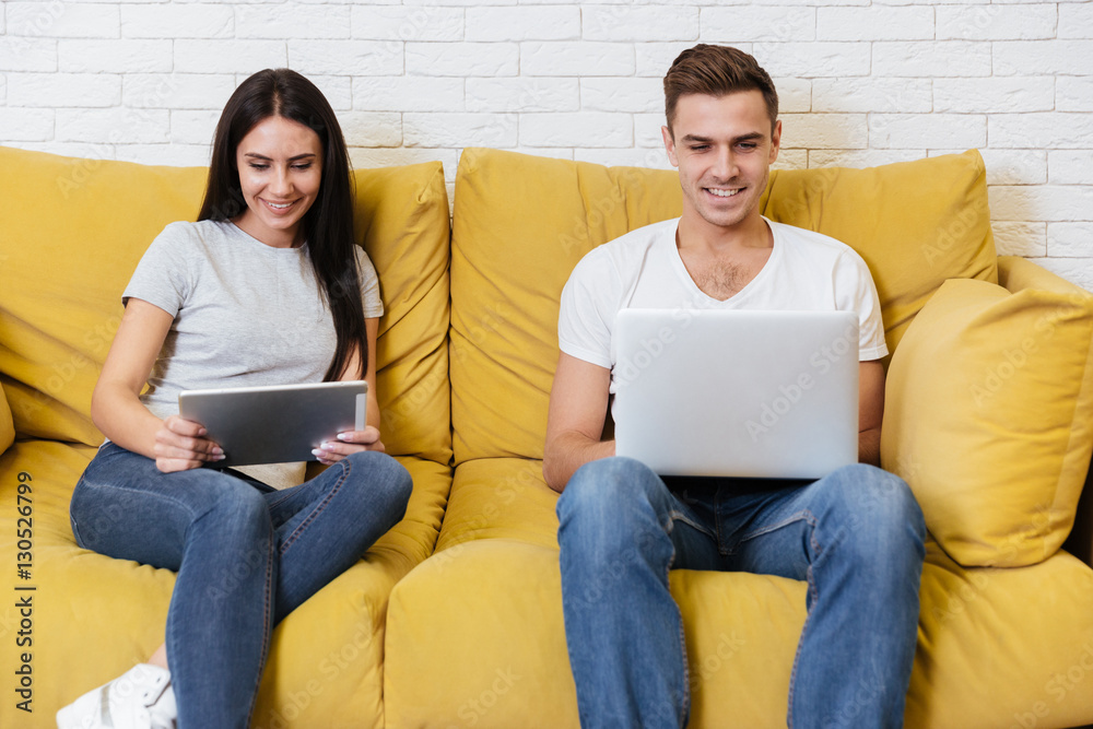Coworkers on sofa Coworkers on sofa