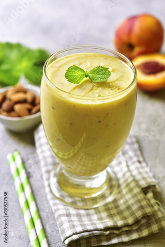 Peach and banana smoothie with almond.