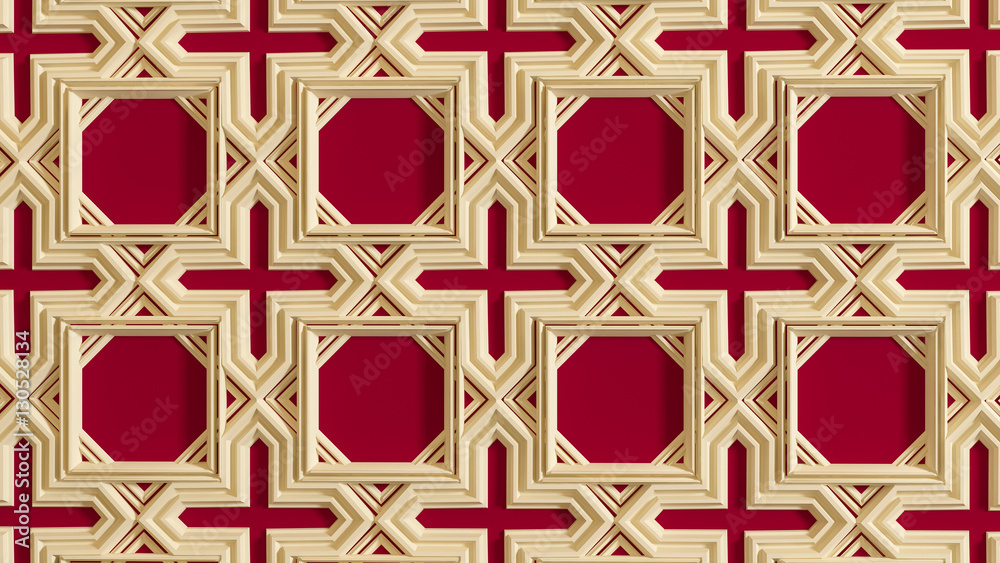 Architectural background with ornament on wall of interior Stock