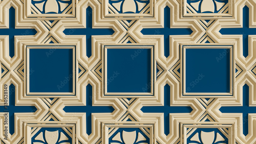 Architectural background with ornament on wall of interior Stock