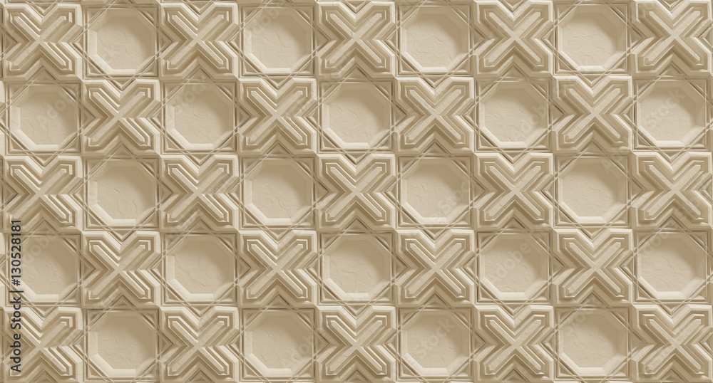 Architectural background with ornament on wall of interior Stock