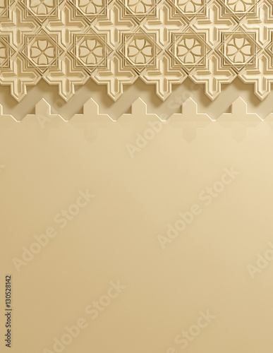 Architectural background with ornament on wall of interior