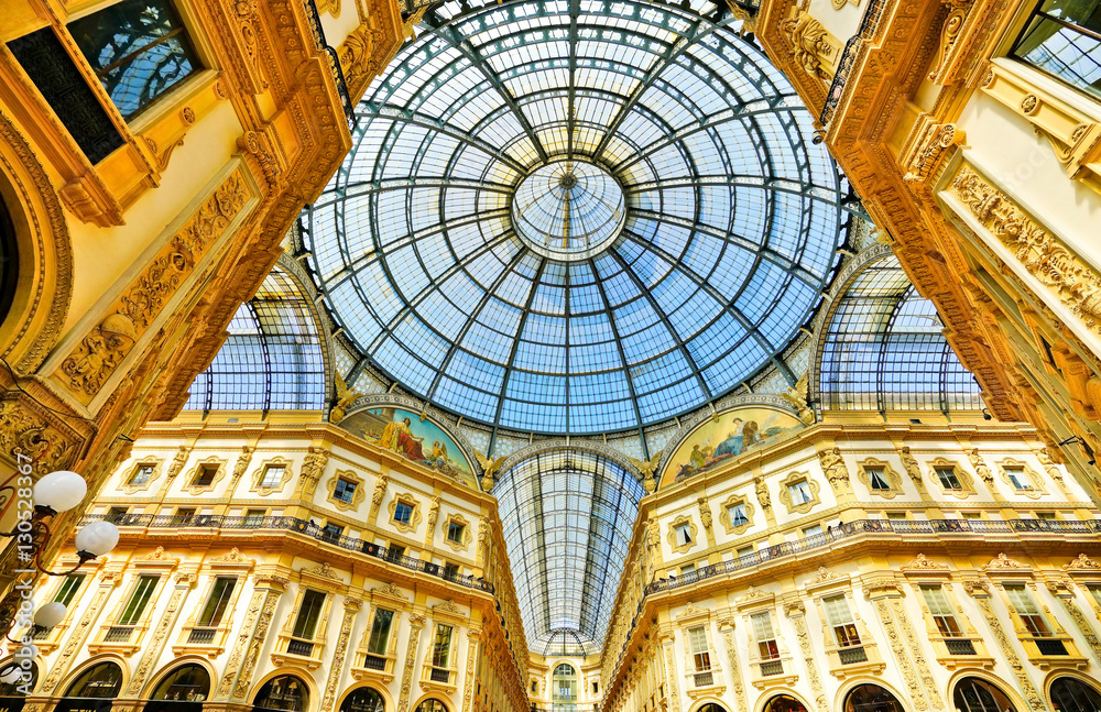 View of the rooftop of the Galleria Vittorio Emanuele II in Milan.