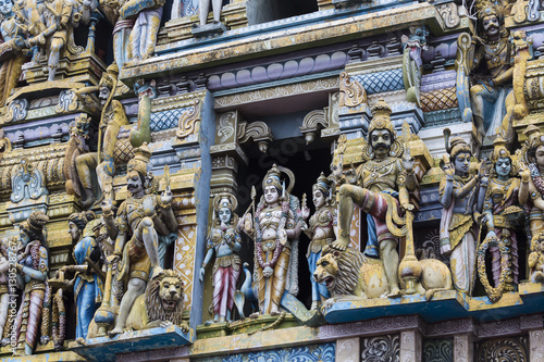 Closeup details on the tower of a Hindu Temple dedicated to Lord © Curioso.Photography
