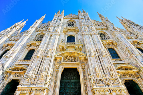 View of the Milan Cathedral in a sunny day in Milan.