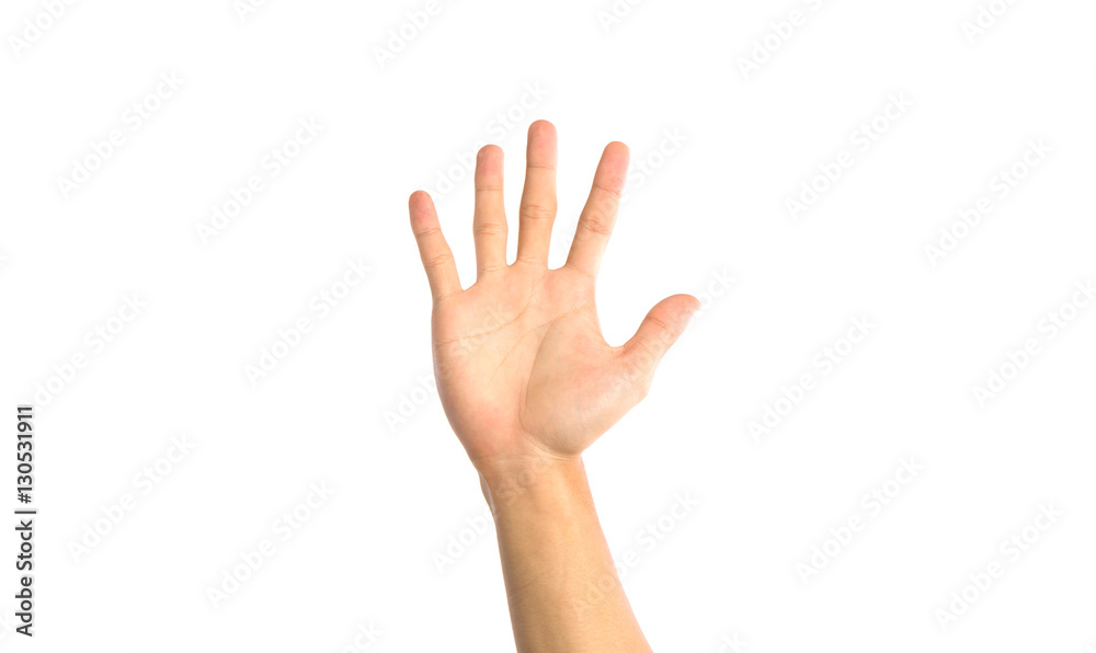 young man's hand with a white business shirt sleeve - isolated o young man's hand with a white business shirt sleeve - isolated o