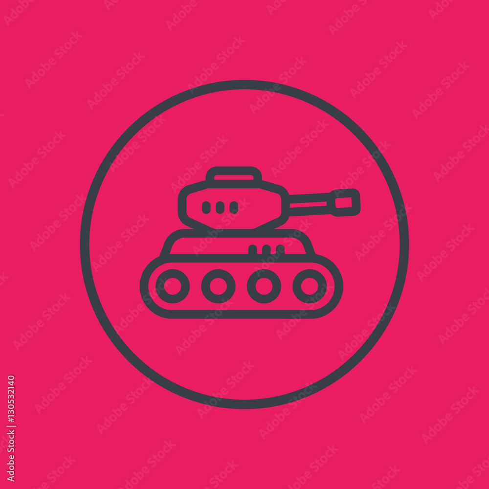 battle tank line icon in circle, armoured fighting vehicle, vector illustration battle tank line icon in circle, armoured fighting vehicle, vector illustration