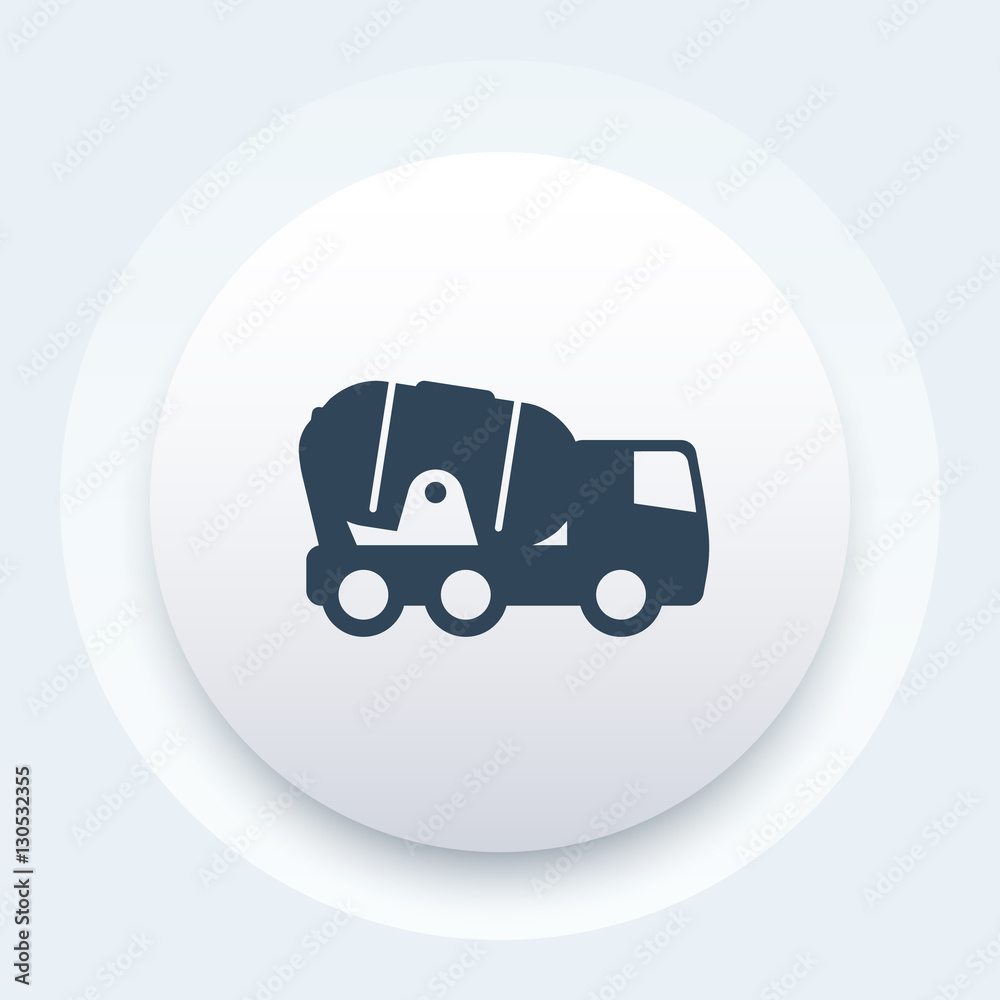 concrete truck round icon, vector illustration concrete truck round icon, vector illustration