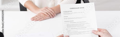 Curriculum vitae hold by a recruiter
