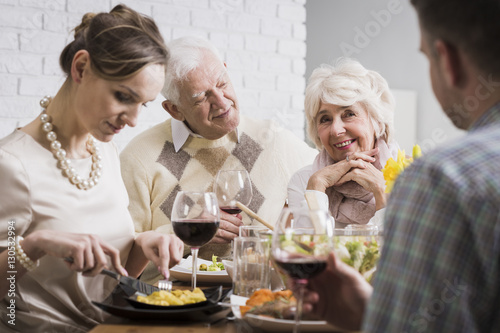 Family eating together at the table