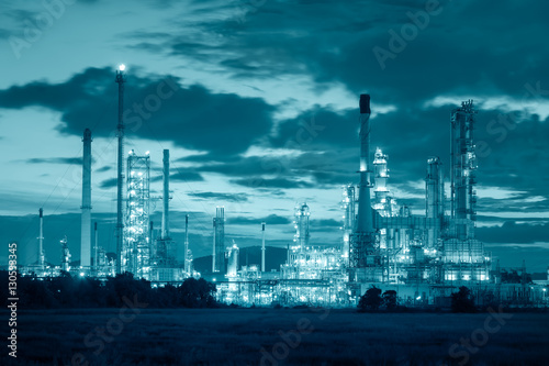 Oil Refinery factory at twilight   petrochemical plant   Petroleum   Chemical Industry