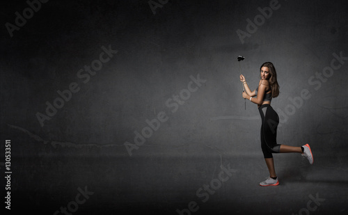 jogger taking selfie with phone