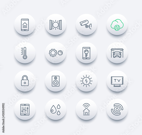 smart house technology system line icons pack