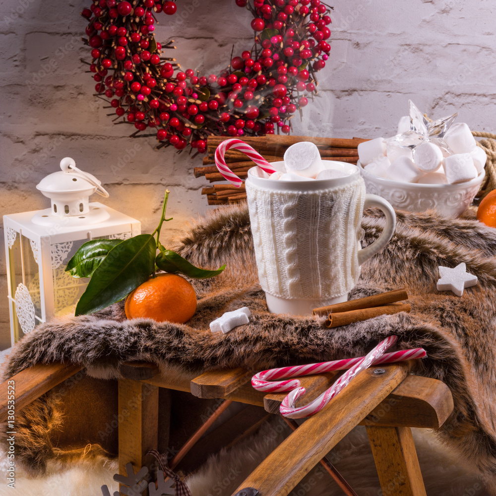 Obraz premium Hot chocolate with marshmallows