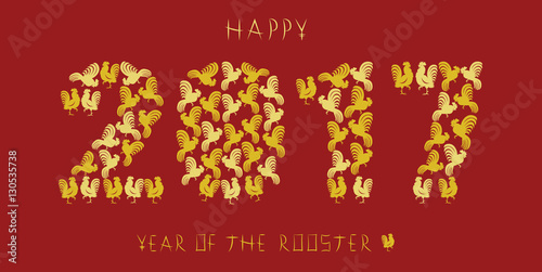 Greeting card for 2017, year of the rooster in the Chinese zodiac