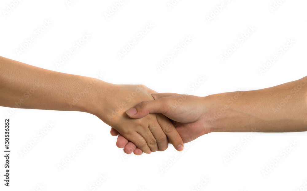 Closeup hold hands on a white background. Closeup hold hands on a white background.
