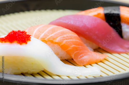 Set of sushi on plate