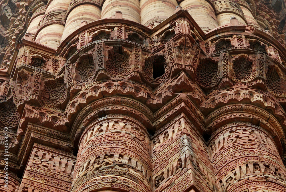 Closeup of  Intricate design in Qutub Minar tower