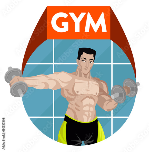 gym bodybuilder with dumbbells