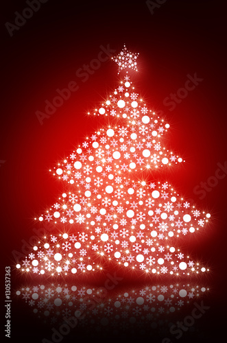 Sparkling Christmas tree with white snowflakes
