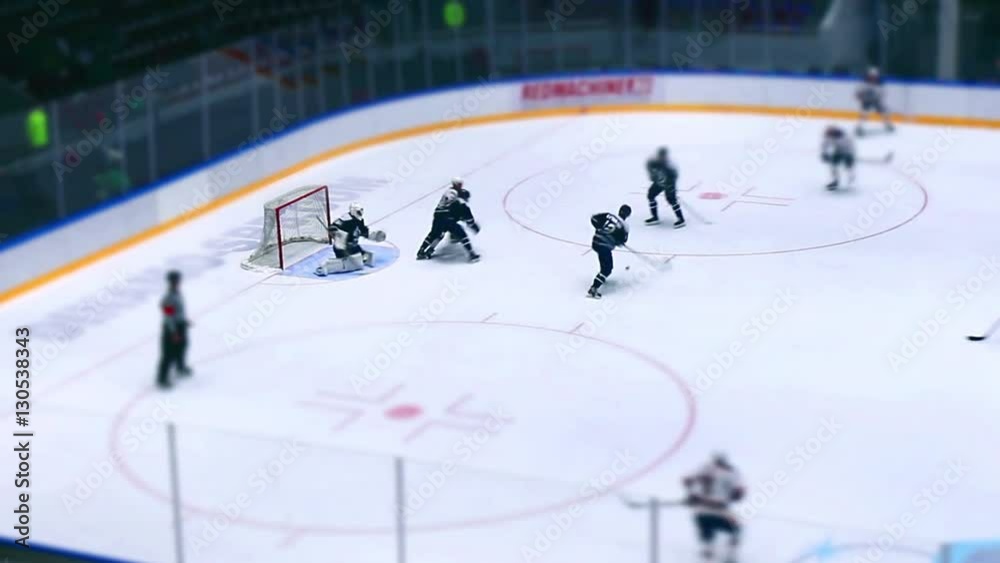 Ice hockey time lapse tilt shift Stock Video Adobe Stock