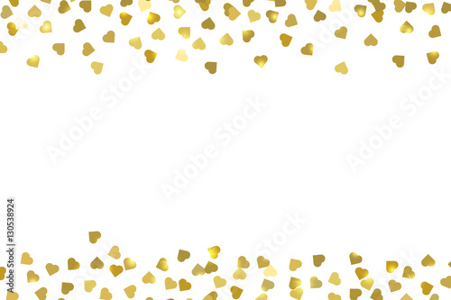 Golden confetti in the shape of hearts.