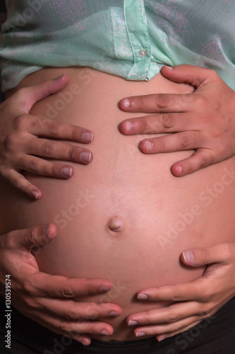 pregnant girl belly closeup