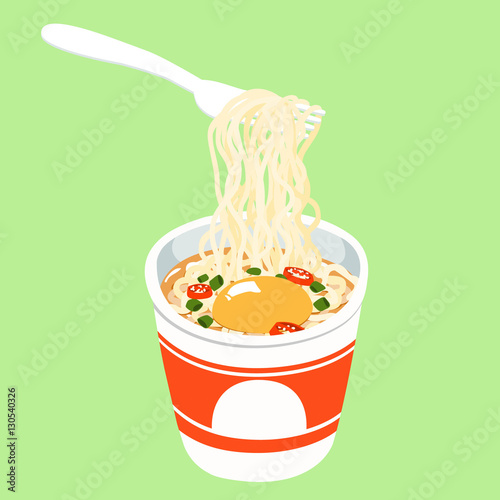 Instant noodle cup add egg vector